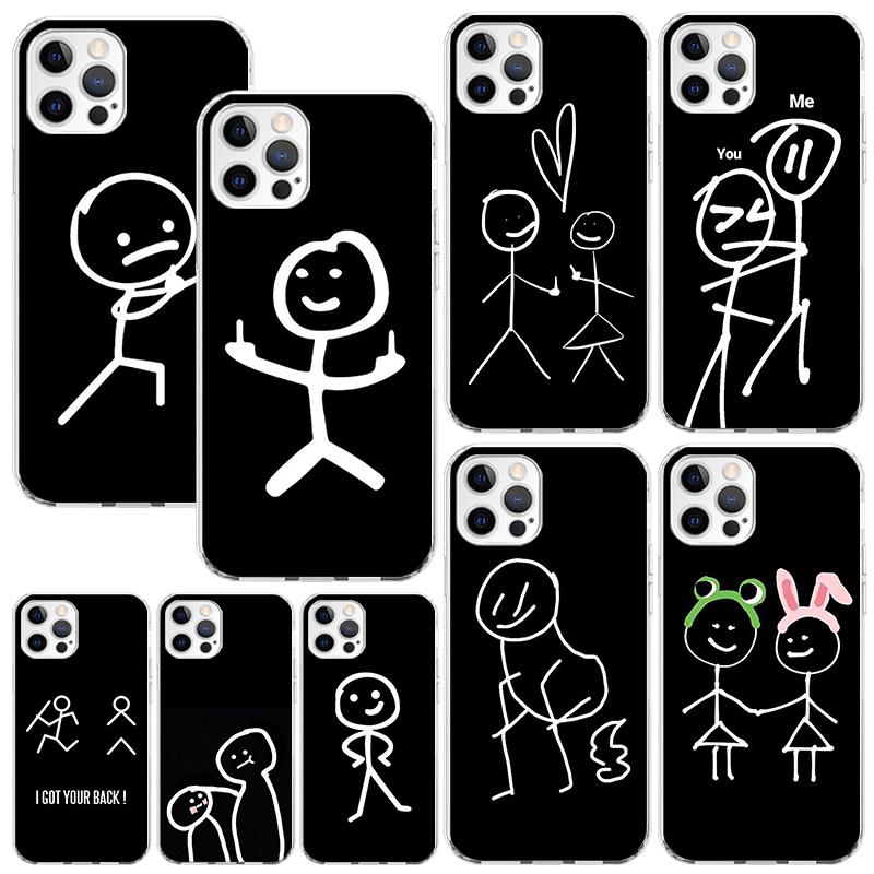 Cartoon Stickman Matchman Phone Case For Iphone 17 Air 16 15 Plus 14 Pro Max 13 Mini 12 11 7 8 + SE 2020 Fundas Soft Back Cover