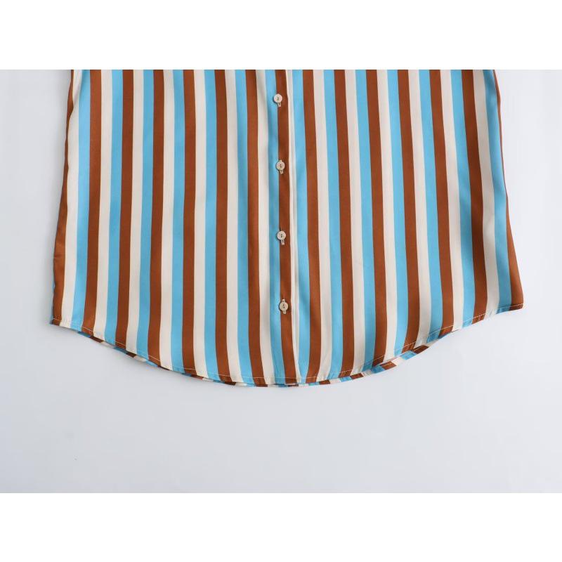 2025 Spring Women's European and American Style Satin Long-Sleeved Fashion Shirt