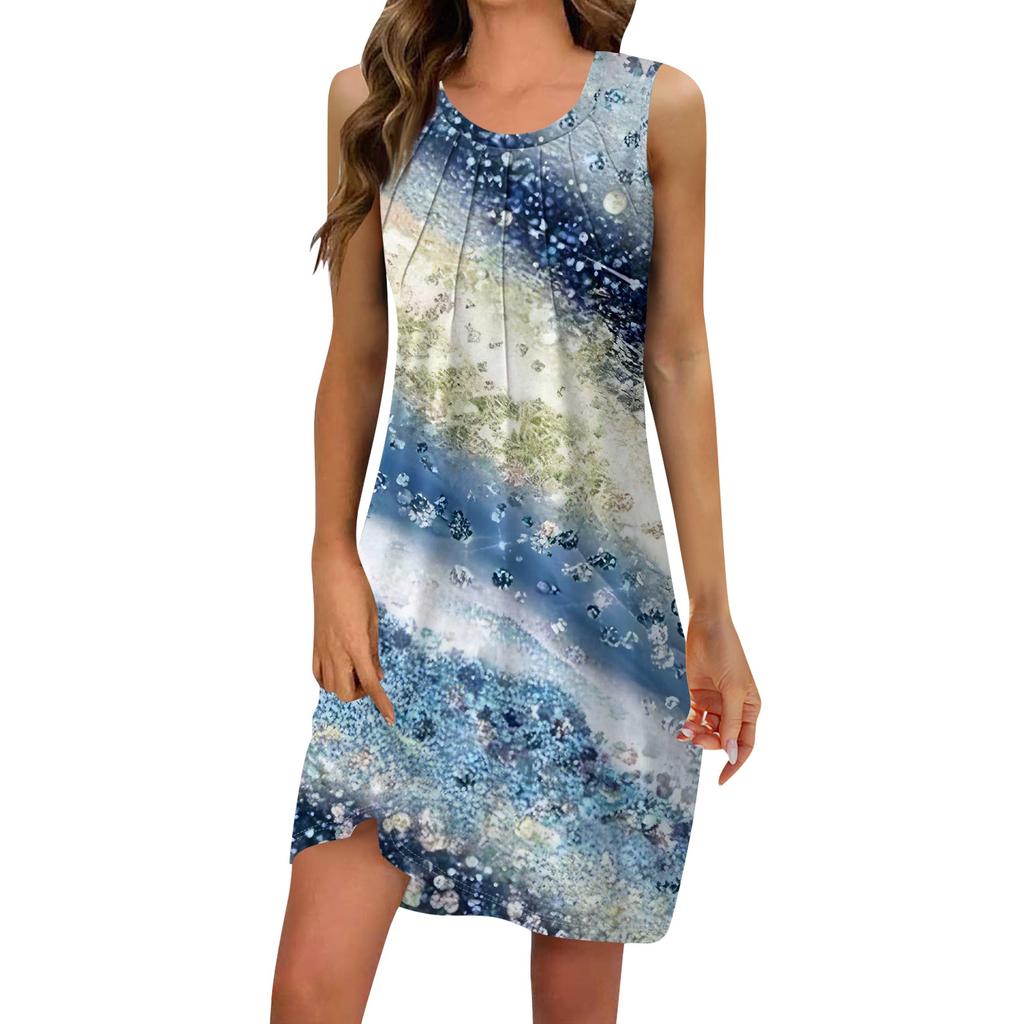 Lässige, ärmellose Kleider für Damen mit U-Ausschnitt und Aufdruck