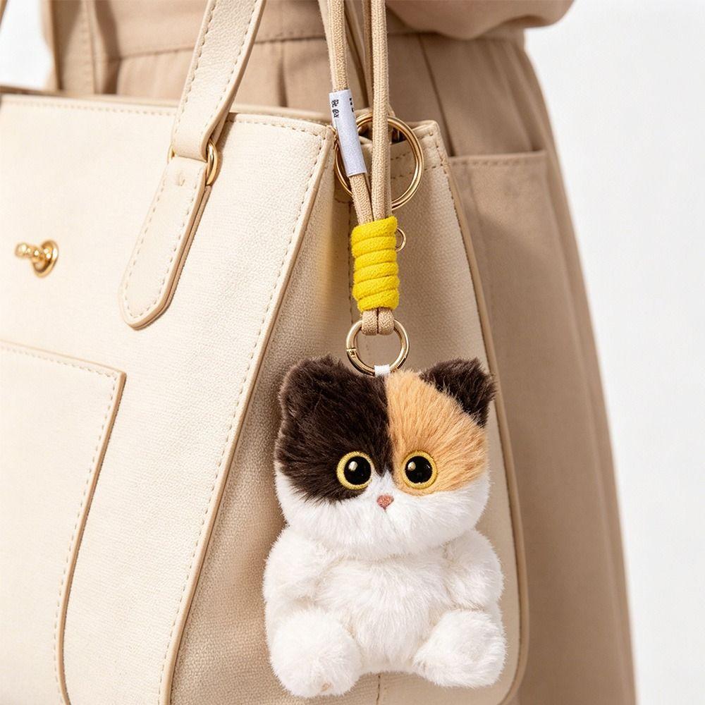 Plush Cat Bag Pendant Soft Fluffy Kitten Key Ring New Plush Cat Keychain Car Keys