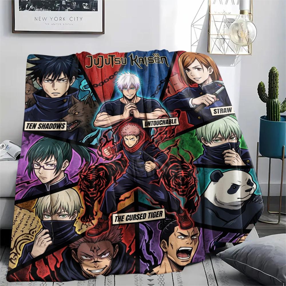 1PC Jujutsu Kaisen Patterned Flannel Blanket Suitable For All Seasons For Home Decor Warmth And Comfort Gifts Holiday Present