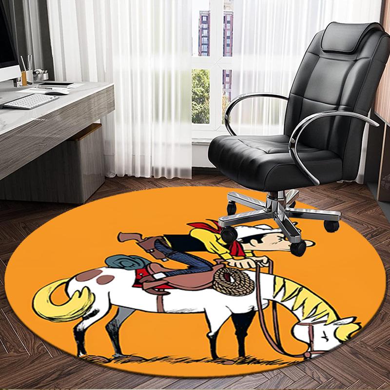 Cowboy Horseback Luke Round Rug for Livingroom,Bedroom, Palyroom, Chair Rug, Area rug, Circle Carpet, Large Size Fan Christmas gift