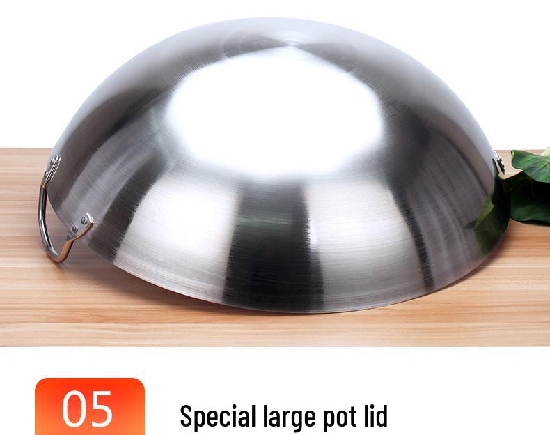 Extra Thick Non-Magnetic Stainless Steel Wok, 34-100cm Round Bottom with Double Ears for Commercial Use