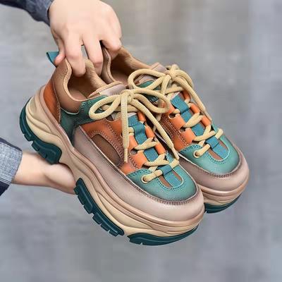 Spring Selling Thick Sole Mixed Colors Casual Shoes Women Comfort Retro Non -Slip Outdoor Harajuku Style Female Sneakers
