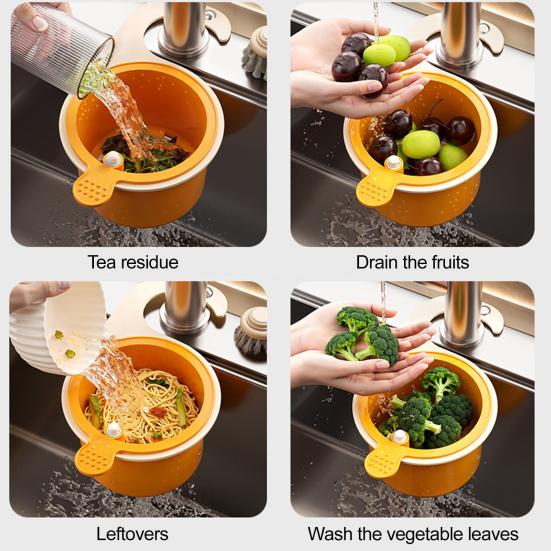 Kitchen Sink Drain Basket Sponge Holder Easy to Install Universal High-Efficiency Filter System Automatic Dumping Sink Strainer Basket
