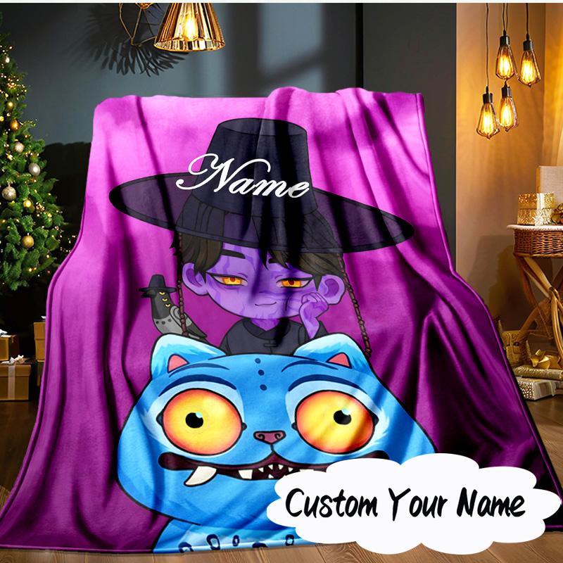Custom Name K-Pop Tiger's Spirit Blanket Ideal Bedding Blanket Perfect for Travel, Camping, Living Rooms, Offices, Sofas, Fan Christmas Gift
