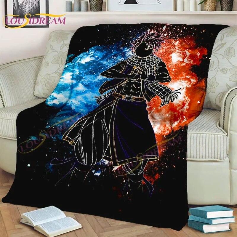 Fairy Tail Blanket Anime Blanket Natsu Blanket 3D Cartoon Covered Blanket Flannel for Bedding Children Room Decor Warm Blanket