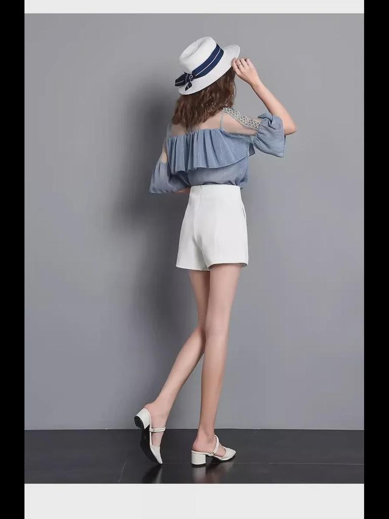 Damen A-Linien Shorts mit hohem Bund Weiß - Frühjahr 2024 Mode