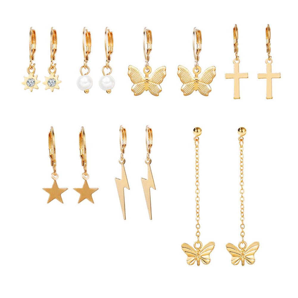 7 Pairs Of Women Earrings Alloy Creative Simple Butterfly-shape  Earring Set
