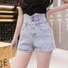 Fashion All-match Super High Waist Stretch Jeans Women Summer Loose High Waist Thin A-line Shorts