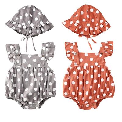 Summer Baby Newborn Toddler Infant Baby Girl Hat Jumpsuit Bodysuit Dots Print Clothes Sunsuit Clothing