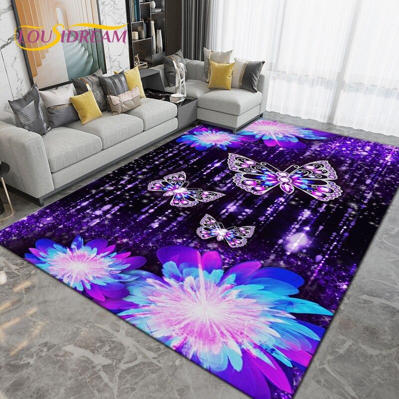 

Килимок із барвистим метеликом і квіткою, килимок для вітальні, спальні, дивана, кухні, ванної кімнати, нековзкий килимок для підлоги, подарунок 40x60cm