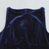 Velvet Bow-Decorated Sleeveless Slim Dress - European & American Style 9388072