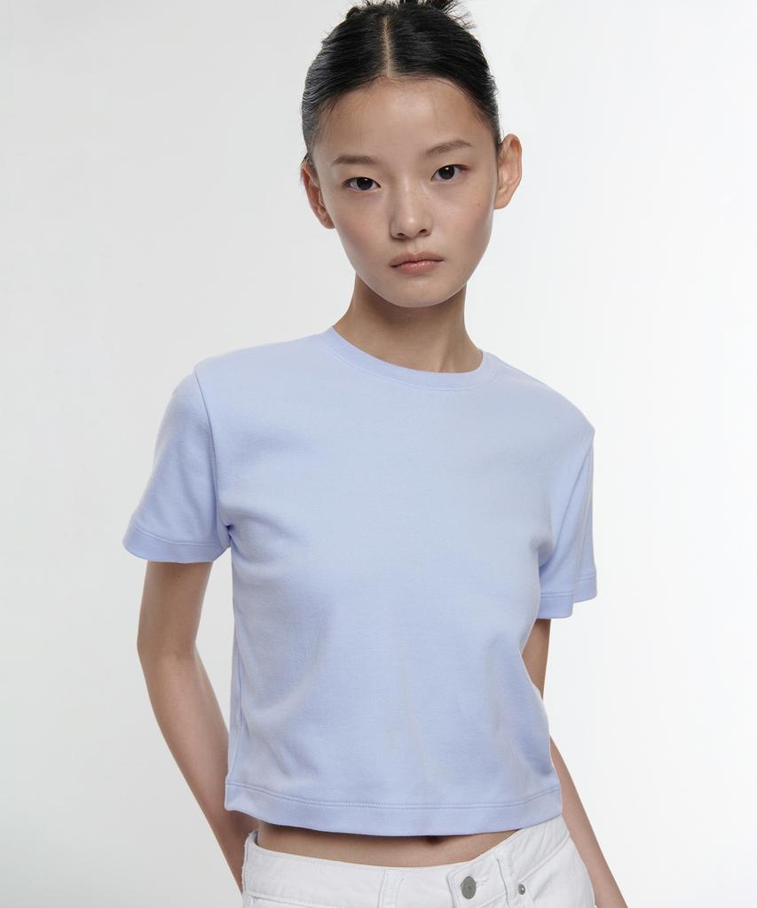 MUSINSA STANDARD WOMAN Women'S Crew Neck Crop T-Shirt [Serenity Blue]