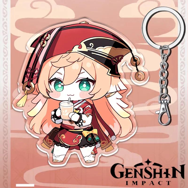 Portachiavi Acrilico Genshin Impact da 12cm Accessori Zaino Studente Hu Tao Yoimiya Zhongli Raiden Shogun Accessori Regali per Feste