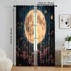 2 pcs, versatile polyester transparent curtains for home decoration moon for use in bedrooms and living rooms