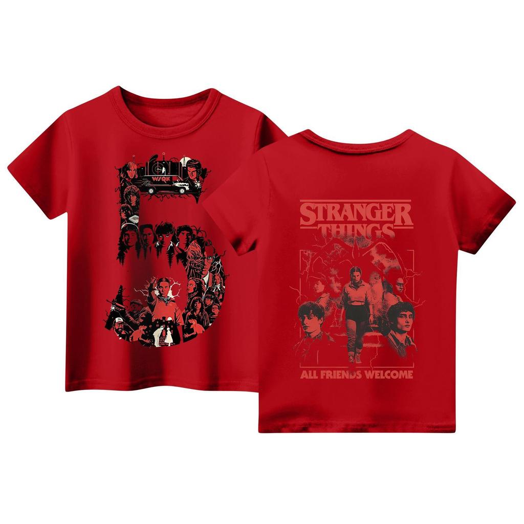 Laste lühikeste varrukatega topid, vabaaja trükiga T-särk, ümara kaelusega pulloverpluus