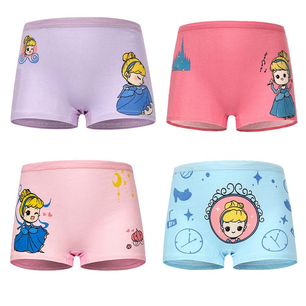 4Pc Kids Panties Girls' Briefs Female Child Underwear Lovely Cartoon Panties