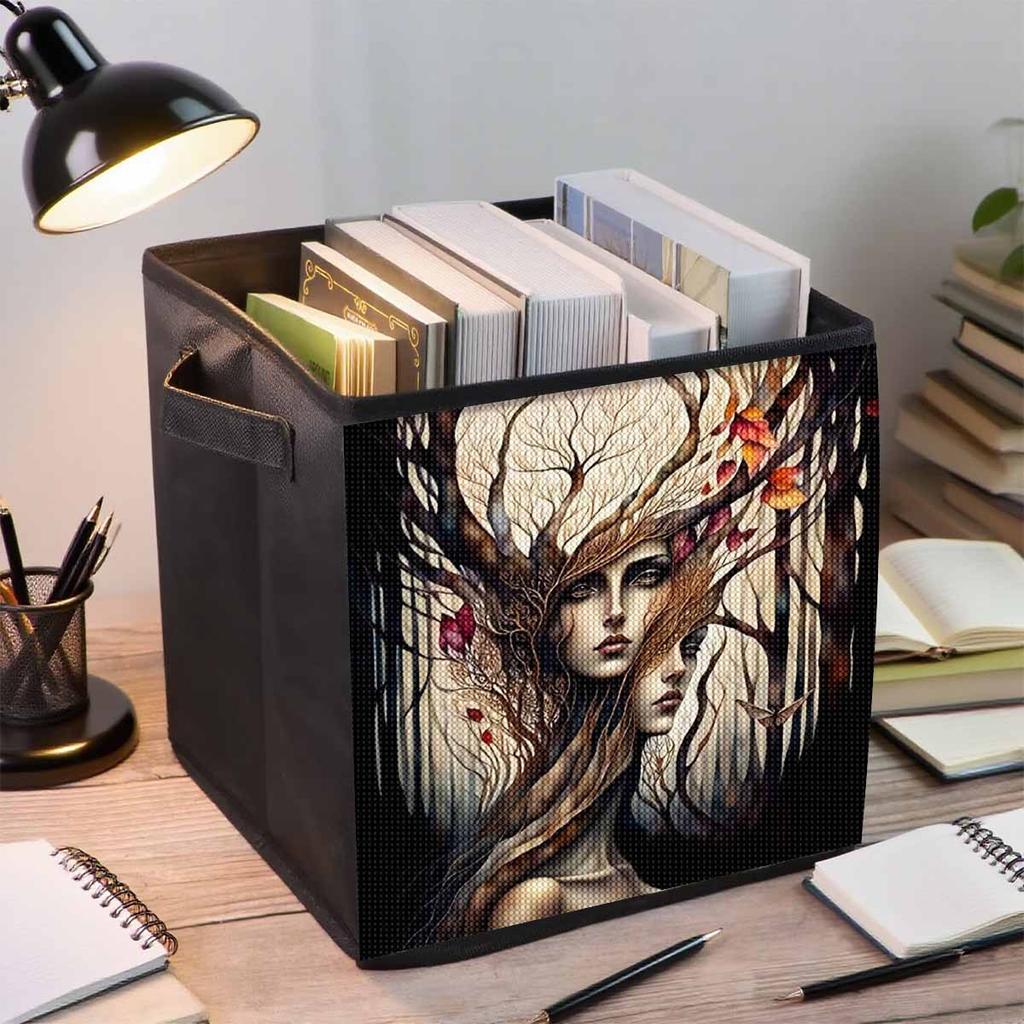 A Sad Face 5D Diamond Painting Storage Basket Full Round Drill Mosaic Diamond Embroidery Cross Stitch Kits Home Decor Home Decor