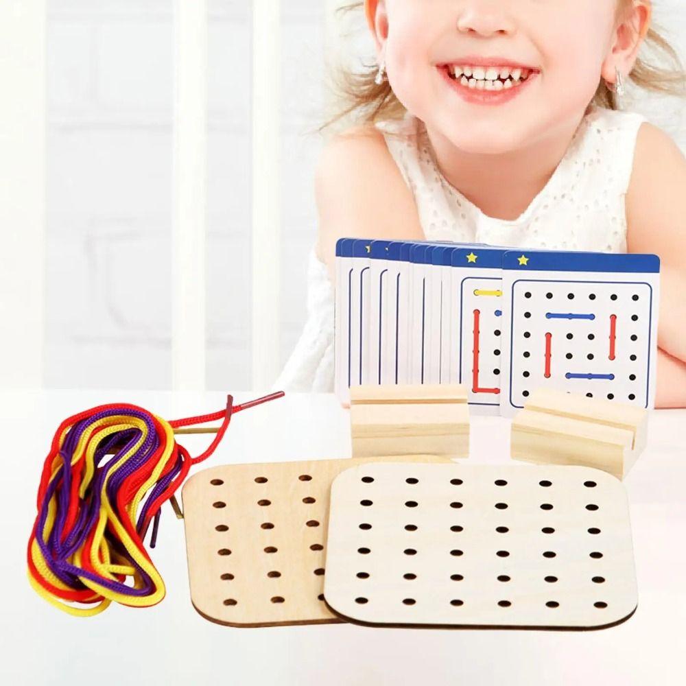 Creativity Montessori Wooden Rope Board Thinking Training Wooden Threading Rope Board  Social Games