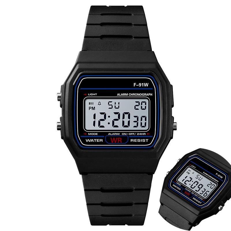 F91w Sports Digital Watch Waterproof Wristwatch Resin Strap For Adult Classic