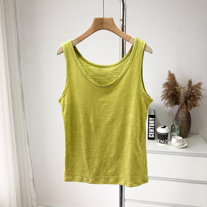 Bamboo Cotton Women's U-Neck Tank Top: 2024 Loose-Fit, Underarm Coverage, Pure Cotton Summer Wear