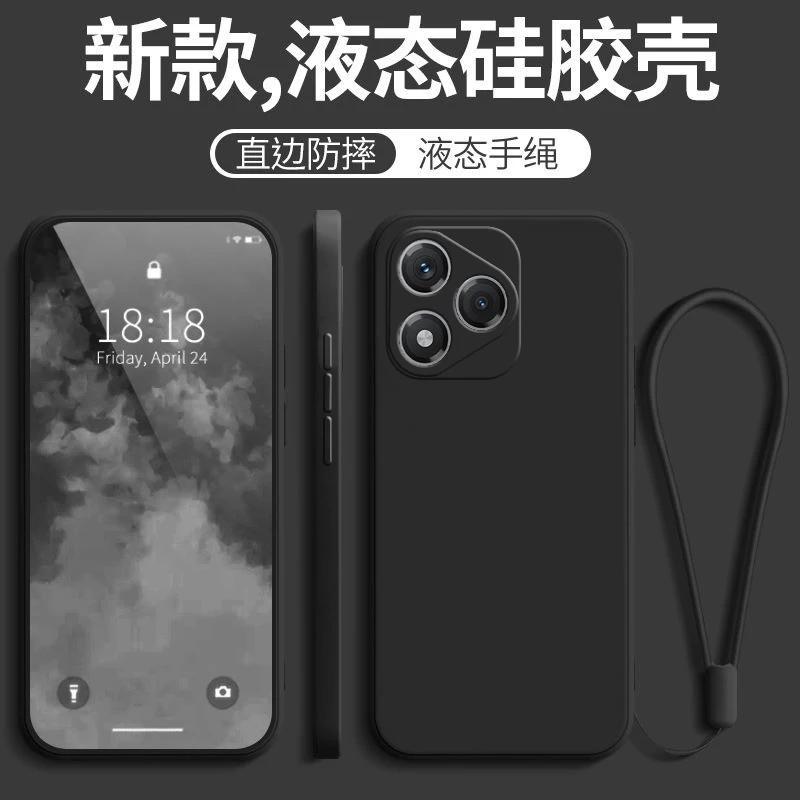 For Honor 400 Lite Liquid Silicone Lanyard Ring Holder Case For Huawei Honor 400lite Lens Camera Protective Phone Cover