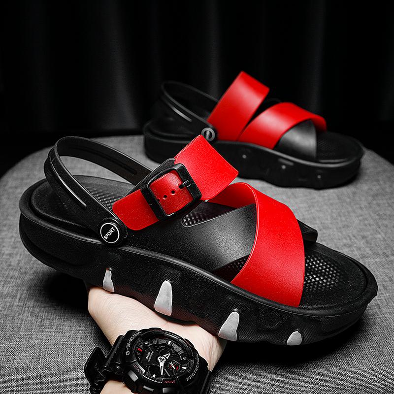 

Мужские сандалии, модные пляжные сандалии для пар, толстые подошвы, тапочки, водонепроницаемые нескользящие сандалии, шлепанцы для женщин и мужчин, унисекс 44-45 чёрный