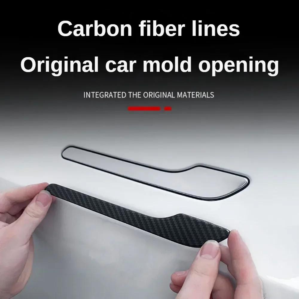 Door Handle Sticker for Tesla Model 3/Y/3 Highland Model Y Juniper 2025 Carbon Fiber Door Protector Wrap Cover Paste Accessories
