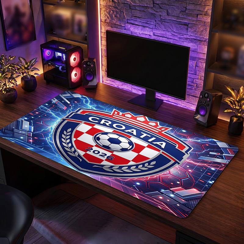 Croatia Football Crest Mouse Pad, Extended Non Slip Rubber Desk Mat for Gaming Office Laptop Fan Gift