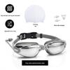 Professional Adult Racing Swim Set: Anti-Fog Silicone Goggles with Plated Waterproof Glasses