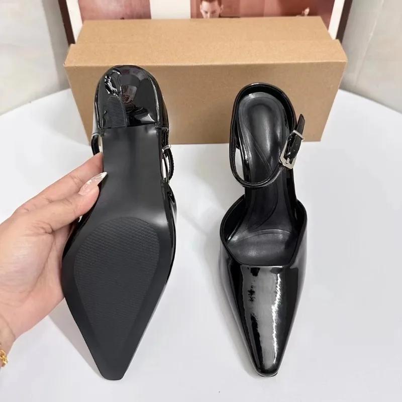 Ankle Strap Woman High Heels Pumps Elegant Shallow Mouth Luxury Office Lady Shoes  Spring Party Dress Slingbacks Stilettos