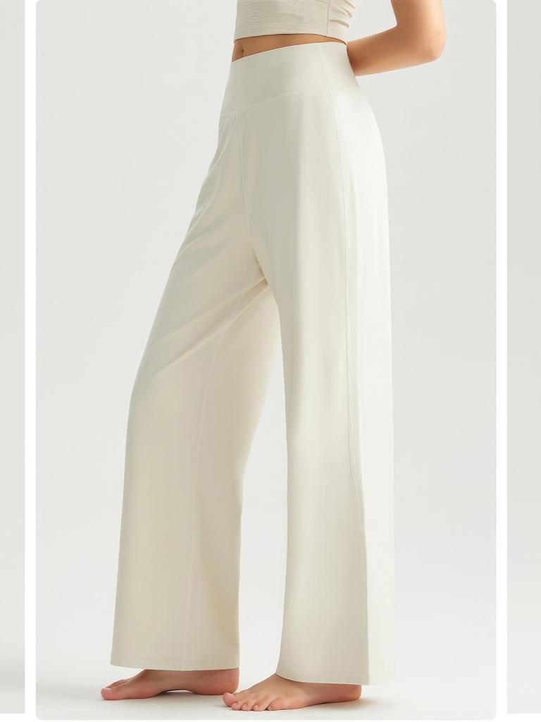 High-Waisted Drape Yoga Pants - Wide-Leg, Slimming, Straight-Leg Design for Fitness
