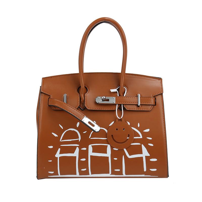 New High-end Contrasting Smiley Face Platinum Bag Portable Shoulder Oblique Span Women's Bag