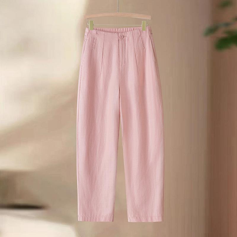 Fashionable nine-point all-match linen harem pants for women, summer 1116, thin high-waisted loose nine-tenth straight carrot pants