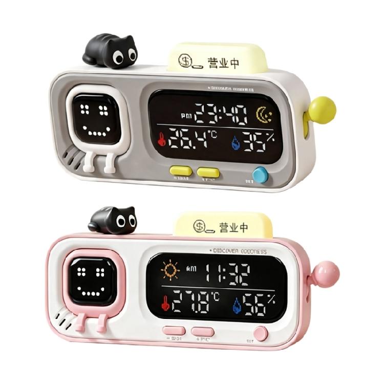 Indoor Thermometers Hygrometer Clock Rechargeable Time Temperature Moisture Screen for Bedroom Bedside Table Monitoring