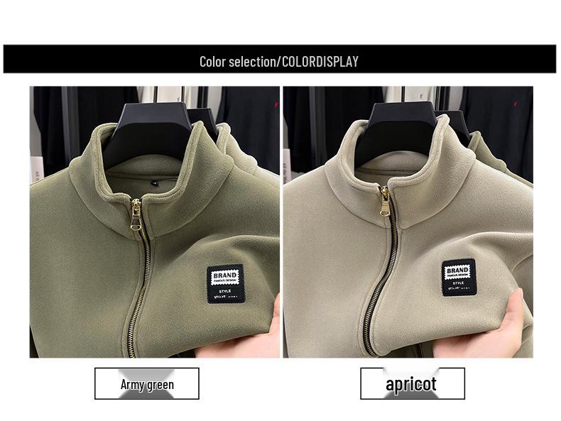 Men's 700g Double-Sided Sherpa Fleece Hoodie Jacket - Thickened Winter Warmth with Stand Collar & Zipper