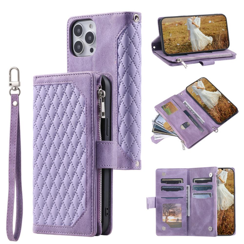 Luxuriöse Lederhülle mit Reißverschluss für iPhone 14 13 12 11 Pro XS Max X XR 7 8 Plus SE 2 3 Kartensteckplatzhalter Crossbody Wallet Handyhülle