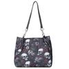 Large capacity gothic skull print tote bag versatile simple fashion shoulder bag