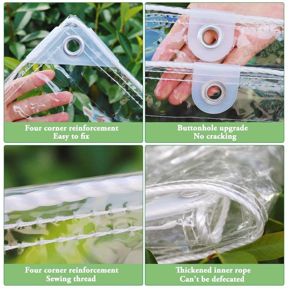 Clear Vinyl Tarp Waterproof PVC Tarpaulin, Transparent Poly Cover for Outdoor, Awning, Canopy, Patio Enclosure