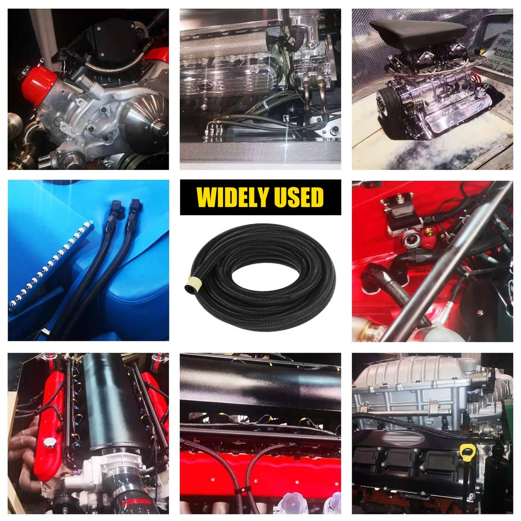 6AN Fuel Line Hose Stainless Steel Nylon Braided Rubber Hose 3/8 Inch Anti Corrosion CPE Fuel Hose for Transmission Lines