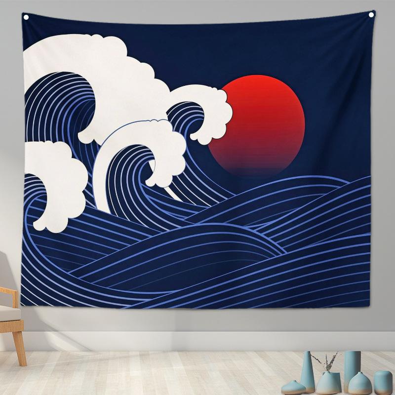 Home Decoration Japanese Ukiyo-e Tapestry Kanagawa Surf Hanging Cloth Wine Shop Japanese Tapestry Hanging Painting