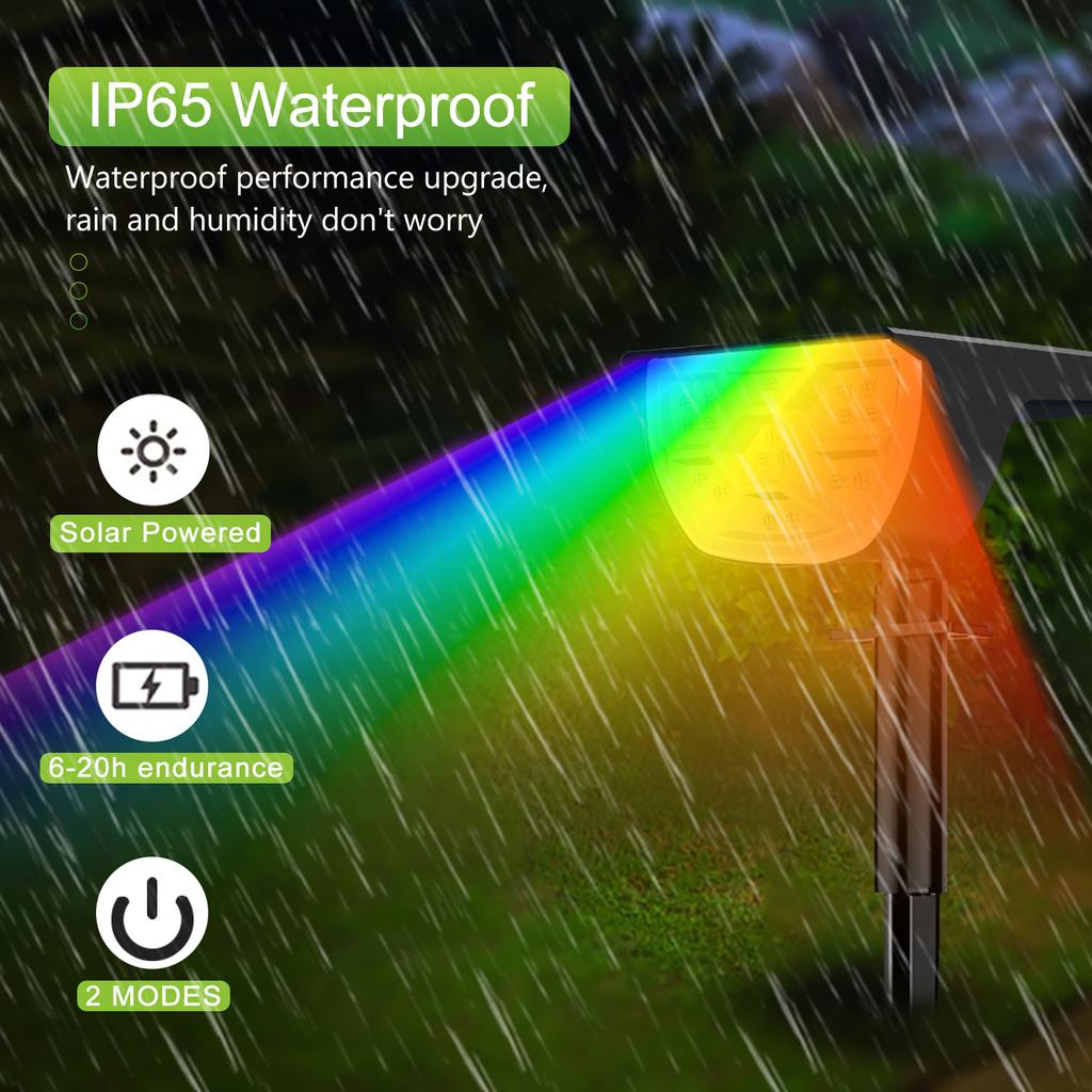 Solar Color Changing Spot Lights Outdoor Waterproof Colored RGB Solar Powered Landscape Lights For Yard Garden Lighting Decor