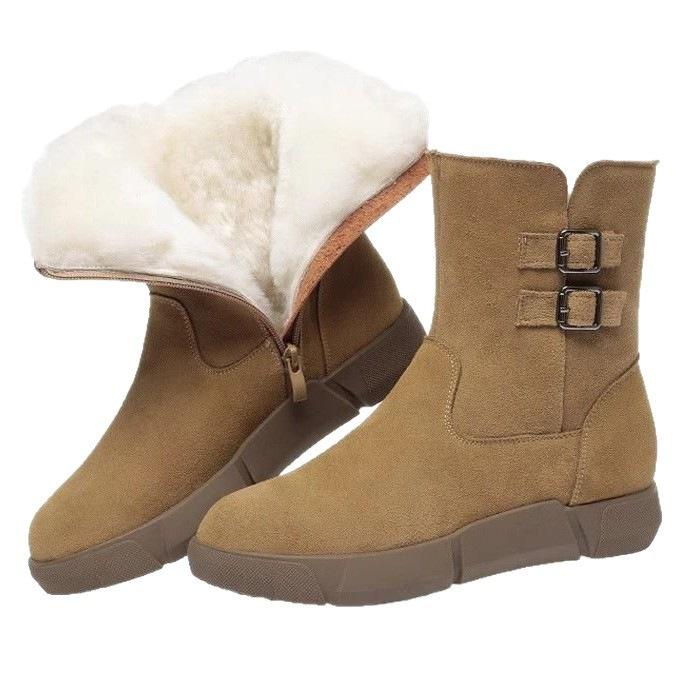 Cold-proof flat-soled cotton shoes soft-soled thickened cotton boots winter velvet warm short boots snow boots