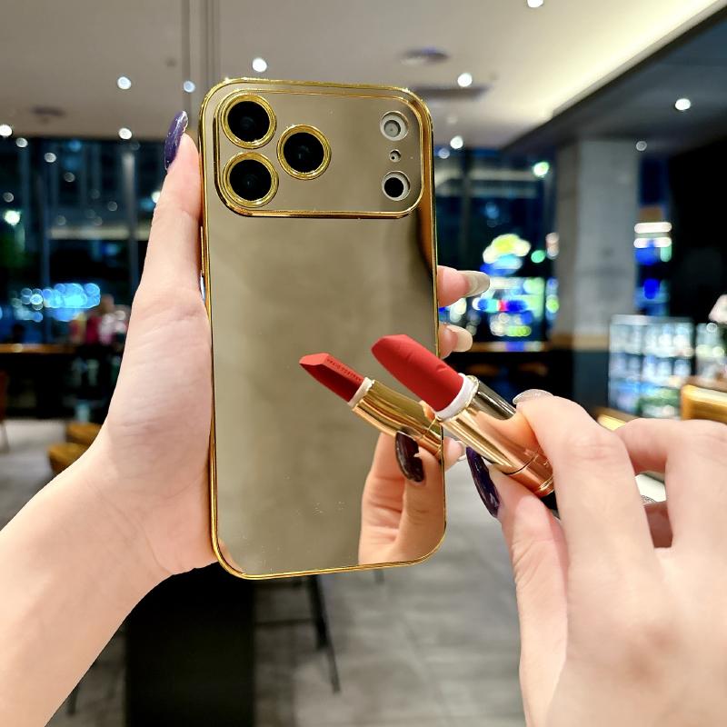 Luxury Solid Color Shockproof Makeup Mirror Phone Case For iPhone 17 Pro Max 15 14 13 12 11 16 Pro Max XS XR 8 7 Plus Back Cover