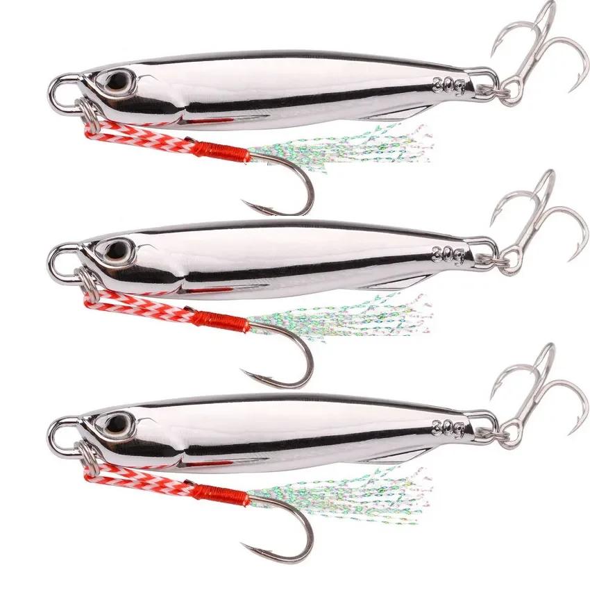 5 Pieces Metal Silver-Plated Fishing Lures (10g,15g,20g) - Sea Fishing Bait, Saltwater Bass Tackle
