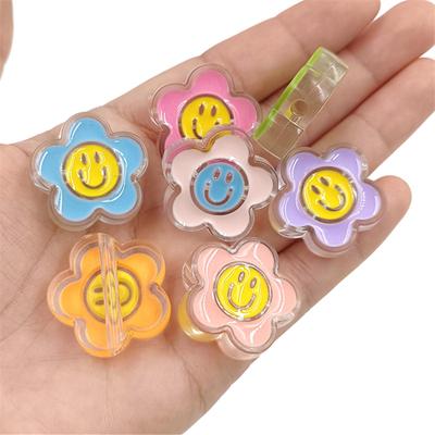 5 ks akrylových odkvapkávacích olejových priehľadných smajlíkov z kvetinových korálkov Roztomilý prívesok DIY Craft Keychain Výroba šperkov