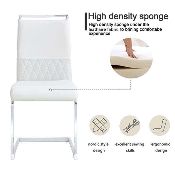 Chaise de salle à manger - MUVOE - Lot de 2 - Dossier en cuir PU et lin - Design moderne - Confort ergonomique