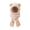 Winter warm plush hat new scarf gloves integrated cute bear three-piece set female cycling ear protectors