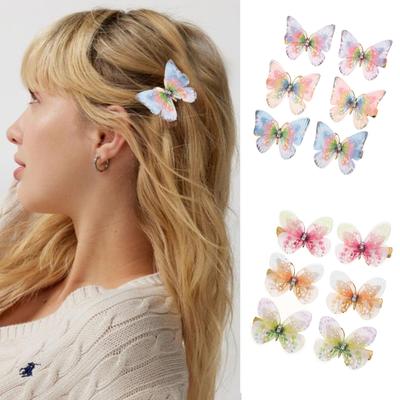 6PCS/set Colored Butterfly Hairpins Hair Clip Women Summer Sweet Hair Clip Side Clips Hair Accessories Hairpin